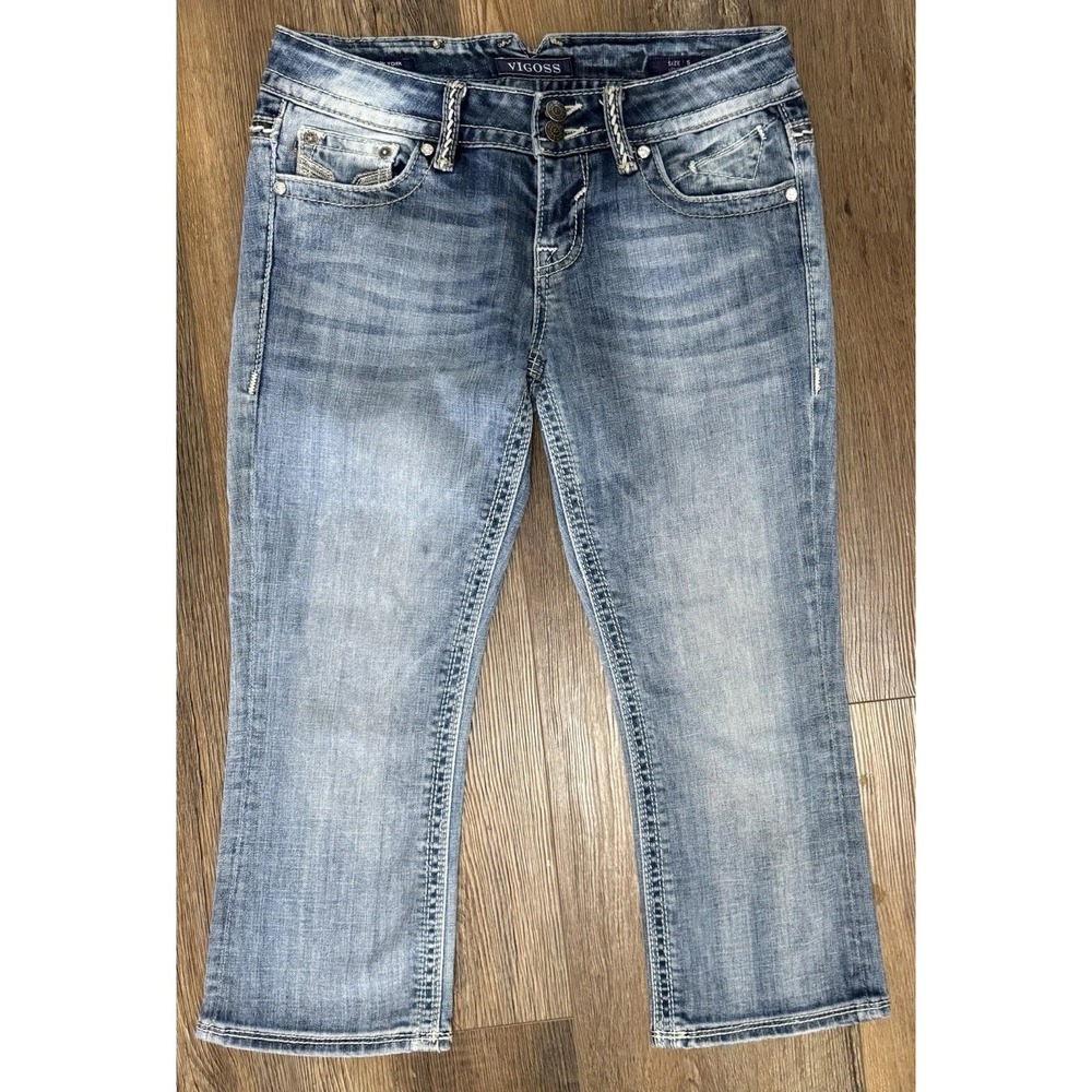 Vigoss The New York Capri Womens Embellished Embroidered Back Flap Pocket Sz 5 - Picture 1 of 16